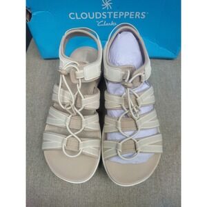 Clarks Cloudsteppers Mira Mabel Cream Strappy Sports Sandals Womens 7.5 M NEW